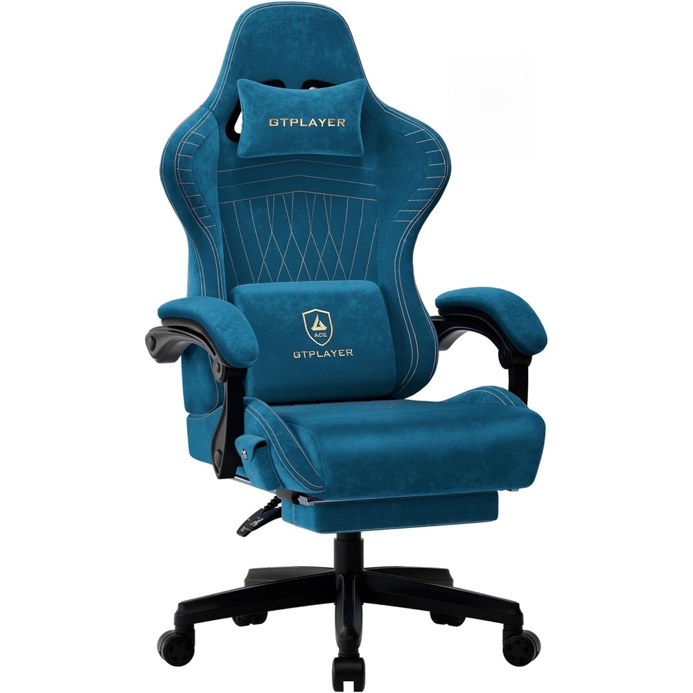 image:imageGTPLAYER Gaming Chair for Adults Ergonomic Video Game Chairs Footrest amp Linkage Armrest Reclining High Back Silla Gamer with Wider Seat for Home Office Ace Pro CreamBluevelvet