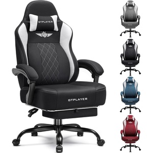 image:imageGTPLAYER Big and Tall Gaming Chair Breathable Fabric Computer Chair with Strong Lumbar Support Comfortable Office Chairs with Pocket Spring Cushion High Back Ergonomic Desk Chairs with FootrestMatte Black