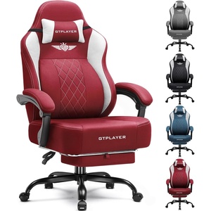 image:imageGTPLAYER Big and Tall Gaming Chair Breathable Fabric Computer Chair with Strong Lumbar Support Comfortable Office Chairs with Pocket Spring Cushion High Back Ergonomic Desk Chairs with FootrestWine Red