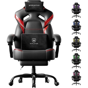 image:imageGTPLAYER Big and Tall Gaming Chair for Adults Ergonomic Office Chair with Footrest Heavy Duty 350 lbs Capacity High Back Premium Leather amp Iridescent Trim ACEArmor Black amp BlueBlack  Red