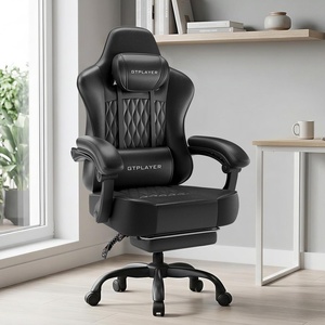 image:imageGTPLAYER Big and Tall Gaming Chair with Footrest Ergonomic Office Desk Chair with 44in Thick Cushion and Wide Wingless Seat Comfortable Leather Computer Chair Predator Series Chocolate BrownSatin Black
