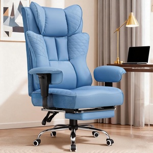 image:imageGTPLAYER Big and Tall Office Chair Wide Ergonomic Gaming Chair with Deluxe Embossing Designed Leather with Foot Rest150Reclining Adjustable Soft Armrests Pocket Spring Back Support and PillowPublue