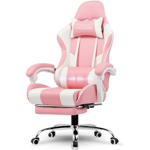 image:imageGTPLAYER Gaming Chair Computer Chair with Footrest and Lumbar Support Height Adjustable Game Chair with 360Swivel Seat and Headrest and for Office or Gaming WhitePink