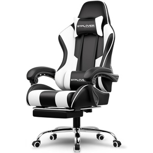 image:imageGTPLAYER Gaming Chair Computer Chair with Footrest and Lumbar Support Height Adjustable Game Chair with 360Swivel Seat and Headrest and for Office or Gaming WhiteWhite