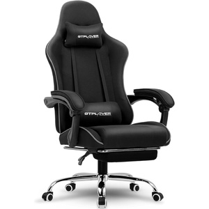 image:imageGTPLAYER Gaming Chair Computer Chair with Footrest and Lumbar Support Height Adjustable Game Chair with 360Swivel Seat and Headrest and for Office or Gaming WhiteBlack