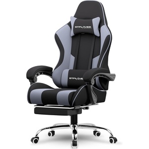 image:imageGTPLAYER Gaming Chair Computer Chair with Footrest and Lumbar Support Height Adjustable Game Chair with 360Swivel Seat and Headrest and for Office or Gaming WhiteFabric Purple