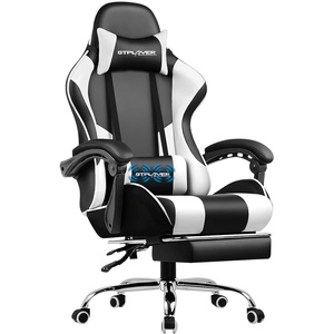 image:imageGTPLAYER Gaming Chair Computer Chair with Footrest and Lumbar Support Height Adjustable Game Chair with 360Swivel Seat and Headrest and for Office or Gaming WhitePure White