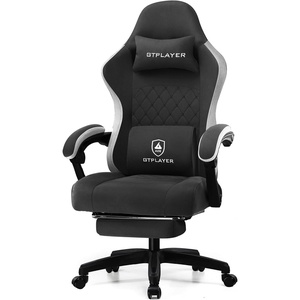 image:imageGTPLAYER Gaming Chair Computer Office Chair with Pocket Spring Cushion Linkage Armrests and Footrest High Back Ergonomic Computer Chair with Lumbar Support Task Chair with FootrestBlack
