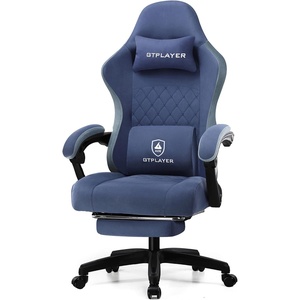 image:imageGTPLAYER Gaming Chair Computer Office Chair with Pocket Spring Cushion Linkage Armrests and Footrest High Back Ergonomic Computer Chair with Lumbar Support Task Chair with FootrestDeepblue