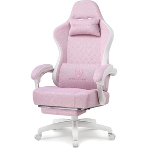 image:imageGTPLAYER Gaming Chair Computer Office Chair with Pocket Spring Cushion Linkage Armrests and Footrest High Back Ergonomic Computer Chair with Lumbar Support Task Chair with FootrestPinky White