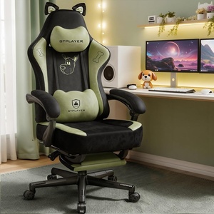 image:imageGTPLAYER Gaming Chair Office Chair High Back Computer Chair with Foot Rest for Adults Leather Desk Chair Executive Ergonomic Height Adjustable with Headrest and Lumbar Support 300lbs BlackGreen