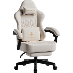 image:imageGTPLAYER Gaming Chair for Adults Ergonomic Video Game Chairs Footrest amp Linkage Armrest Reclining High Back Silla Gamer with Wider Seat for Home Office Ace Pro CreamCream