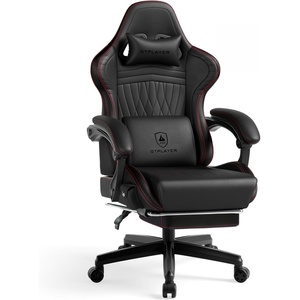 image:imageGTPLAYER Gaming Chair for Adults Ergonomic Video Game Chairs Footrest amp Linkage Armrest Reclining High Back Silla Gamer with Wider Seat for Home Office Ace Pro CreamBlack  Red