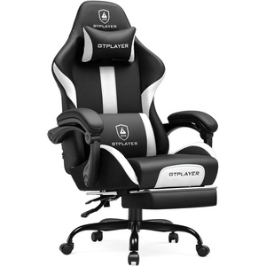 image:imageGTPLAYER Gaming Chair with Foot Rest amp Pocket Spring Cushion Ergonomic High Back Computer Desk Chair with Headrest amp Lumbar Support for Back Pain Relief Breathable Fabric MistBlueBlack