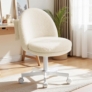 image:imageGTPLAYER Velvet Tall Office Chair with Wheels Vanity Chairs with Back Versatile Height Use Office to Bar Stools Small Ergonomic Comfy Armlees Computer Desk Chair with Bow Lumbar Pillow for GiftTvcream