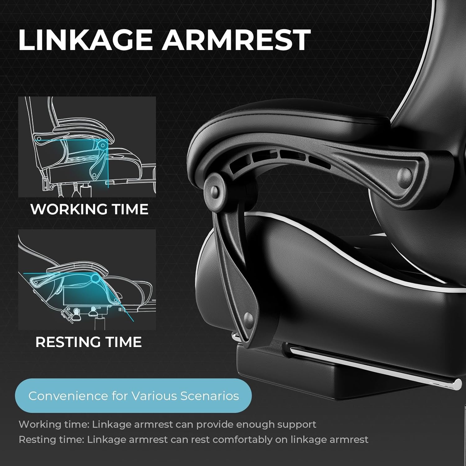 image:imageGTPLAYER Gaming Chair Computer Chair with Footrest and Lumbar Support Height Adjustable Game Chair with 360Swivel Seat and Headrest and for Office or Gaming Faux Leather BlackWhite