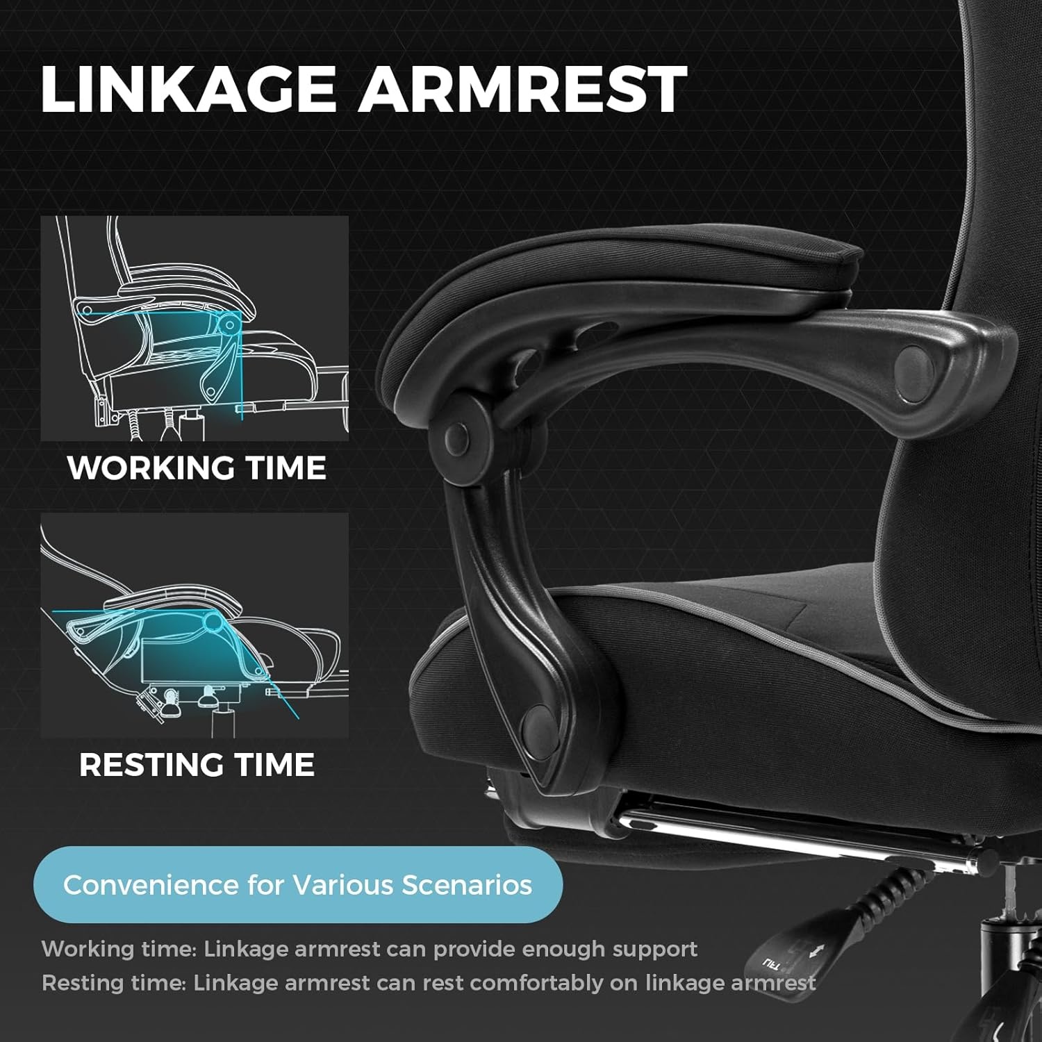 image:imageGTPLAYER Gaming Chair Computer Chair with Footrest and Lumbar Support Height Adjustable Game Chair with 360Swivel Seat and Headrest and for Office or Gaming Faux Leather BlackBlack