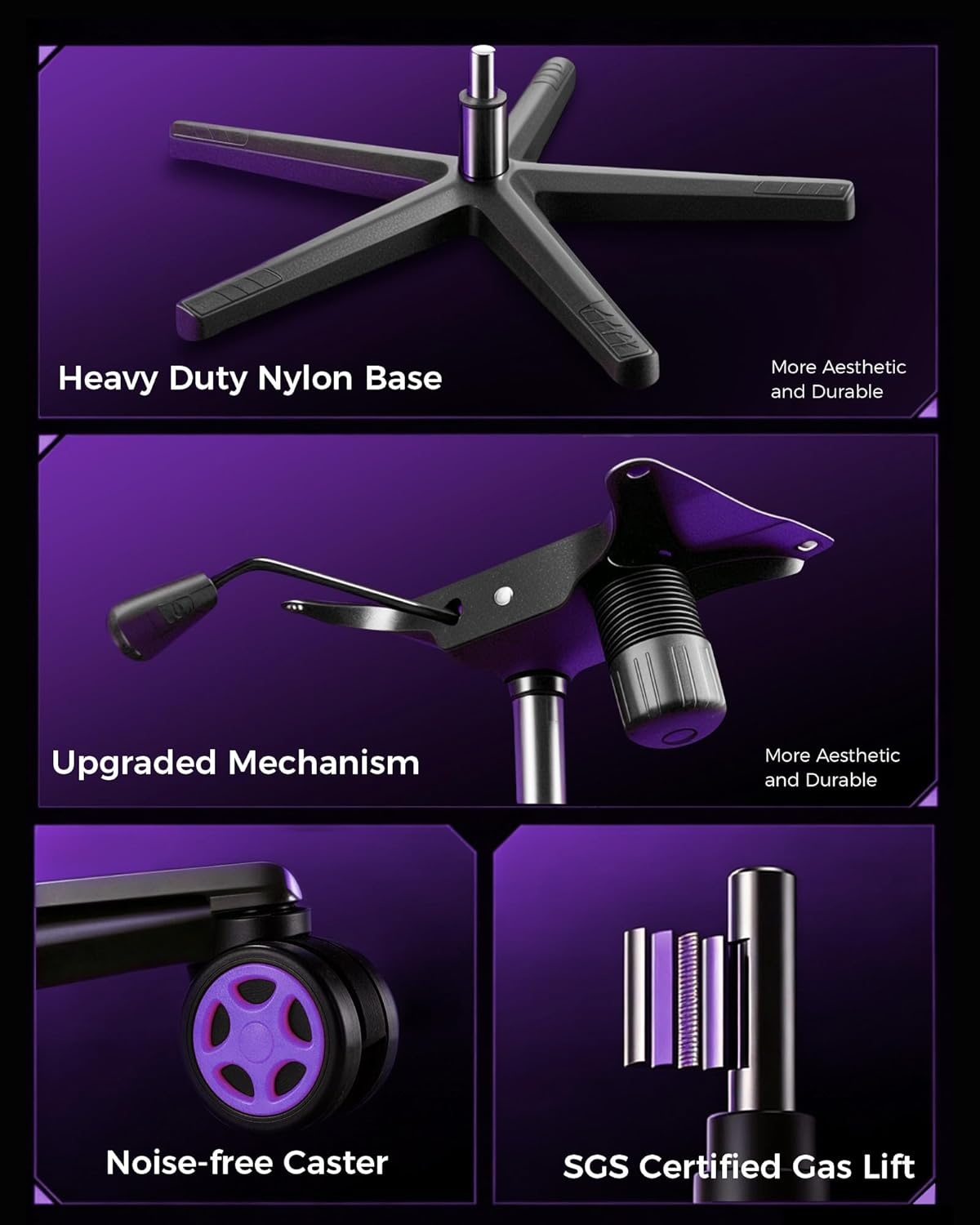 image:imageGTPLAYER Gaming Chair with Footrest Big and Tall Computer Game Chair 350lb Racing Style Ergonomic High Back Lumbar Support and Recliner Moon GrayErgopurple