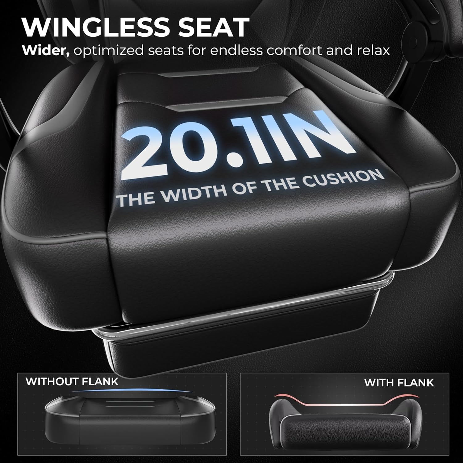 image:imageGTPLAYER Gaming Chair with Footrest Big and Tall Computer Game Chair 350lb Racing Style Ergonomic High Back Lumbar Support and Recliner Moon GrayLight Gray