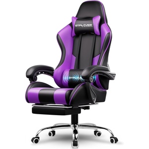 image:imageGTPLAYER Gaming Chair Computer Chair with Footrest and Lumbar Support Height Adjustable Game Chair with 360Swivel Seat and Headrest and for Office or Gaming Faux Leather BlackPurple