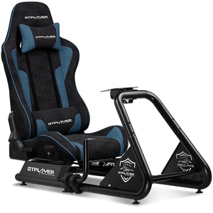image:imageGTPLAYER Racing Simulator Cockpit with Seat and Bluetooth Speakers Racing Style Reclining Seat and UltraSturdy Alloy Steel Frame RedBlue