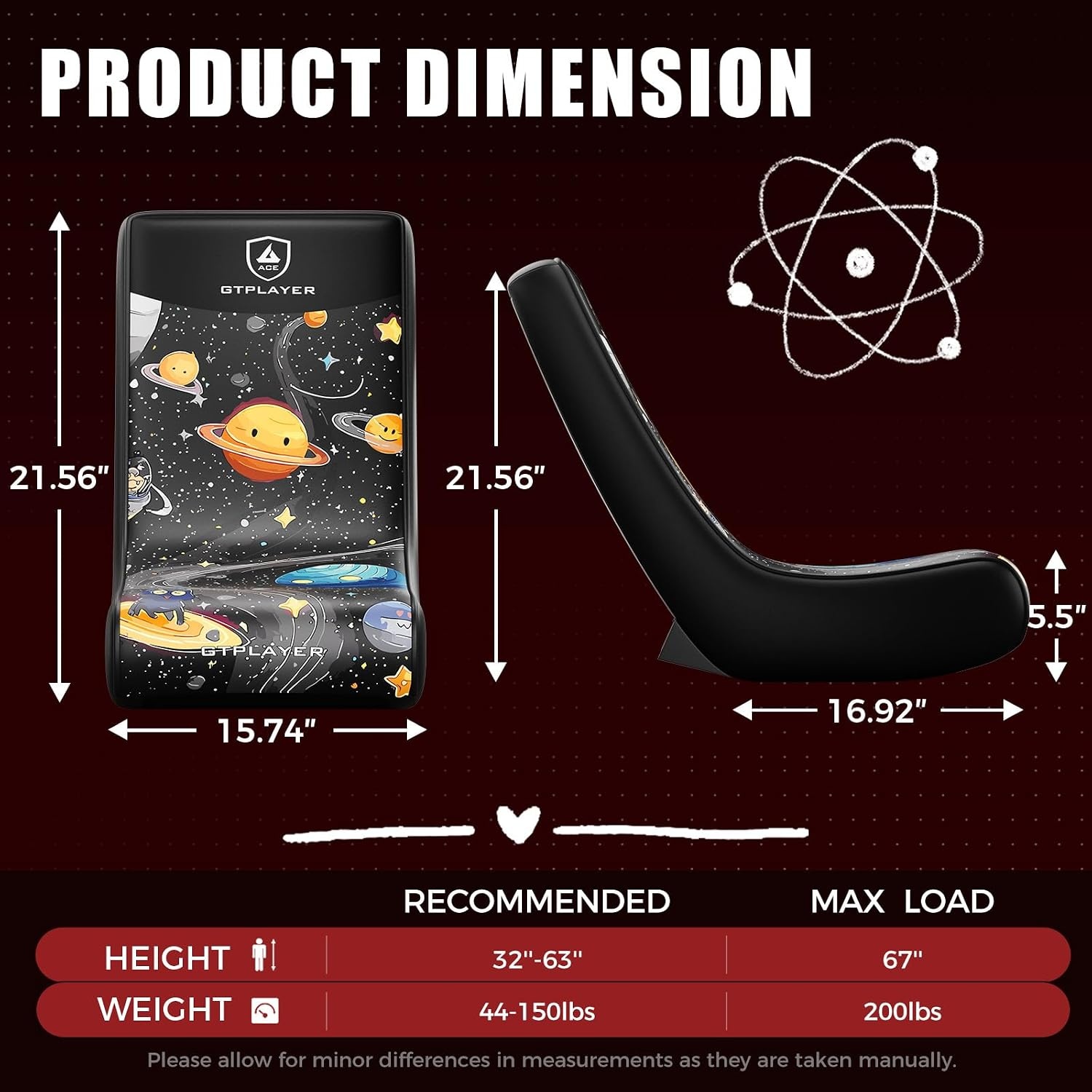 image:imageGTPLAYER Gaming Floor Rocking Chair Rocker Floor Game Chair with Angle Limiter Compact amp Lightweight Game Seat Black Galaxy Patterned01 Black Galaxy Patterned