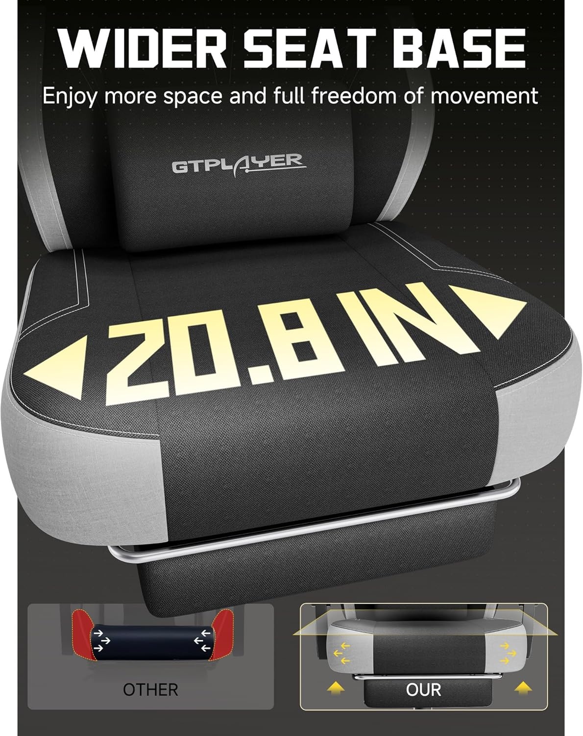 image:imageGTPLAYER Big amp Tall Gaming Chair 90155 Adjustable Reclining Office Seat with Footrest Ergonomic Comfy Computer Desk Chair for Adults Home Office Gaming Study Use BlackLi Black