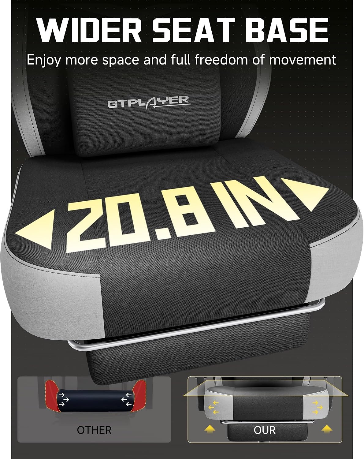 image:imageGTPLAYER Big amp Tall Gaming Chair 90155 Adjustable Reclining Office Seat with Footrest Ergonomic Comfy Computer Desk Chair for Adults Home Office Gaming Study Use BlackLi Black Lightgray