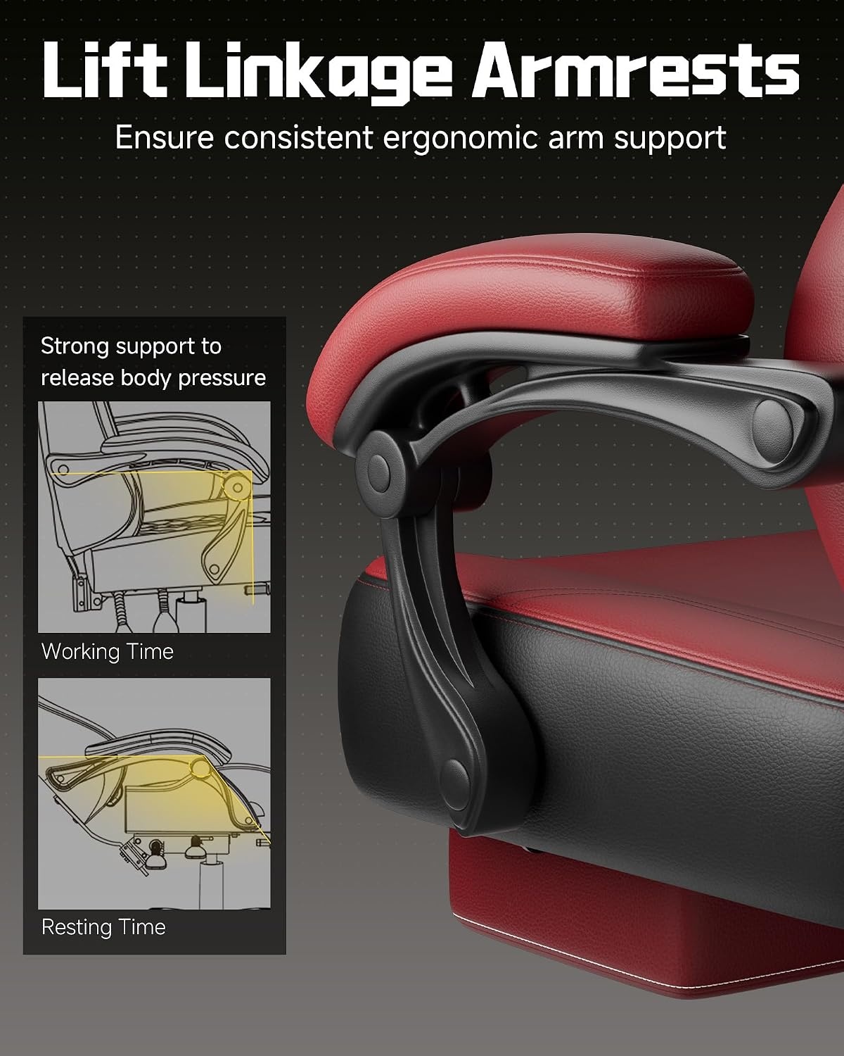 image:imageGTPLAYER Big amp Tall Gaming Chair 90155 Adjustable Reclining Office Seat with Footrest Ergonomic Comfy Computer Desk Chair for Adults Home Office Gaming Study Use BlackPu Wine Red