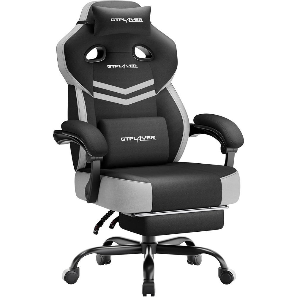 image:imageGTPLAYER Big amp Tall Gaming Chair 90155 Adjustable Reclining Office Seat with Footrest Ergonomic Comfy Computer Desk Chair for Adults Home Office Gaming Study Use BlackLi Black Lightgray