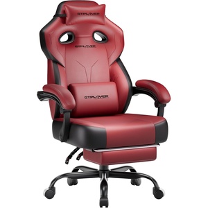 image:imageGTPLAYER Big amp Tall Gaming Chair 90155 Adjustable Reclining Office Seat with Footrest Ergonomic Comfy Computer Desk Chair for Adults Home Office Gaming Study Use BlackPu  Wine Red