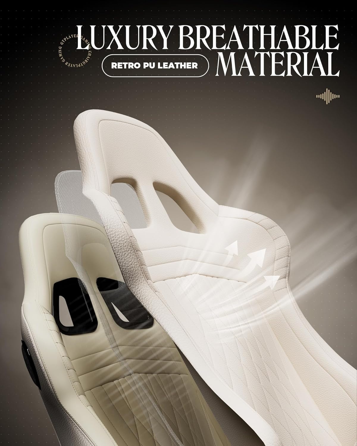 image:imageGTPLAYER Gaming Chair with Speakers Video Game Chairs with Footrest PC Gamer Chairs for Adults Padded High Back Ergonomic Reclining Silla Gamer Linkage Armrest Ace Pro Blue Velvet01 Off White