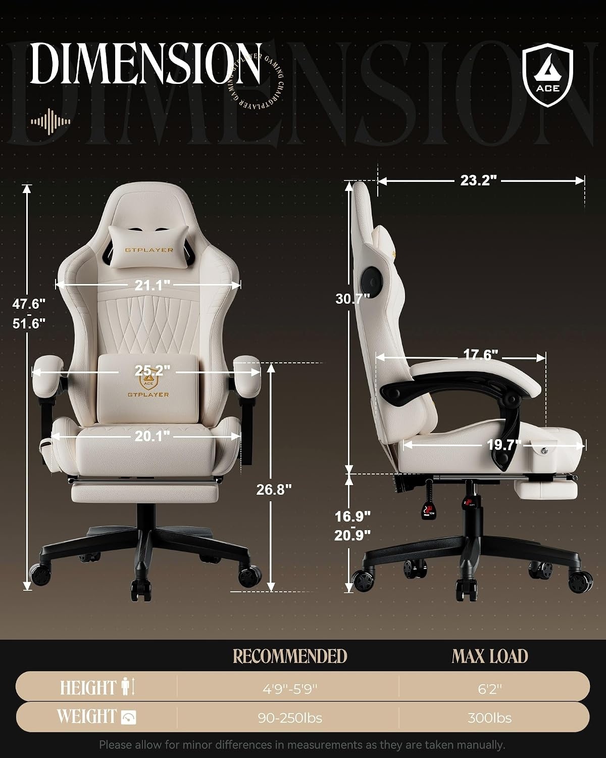 image:imageGTPLAYER Gaming Chair with Speakers Video Game Chairs with Footrest PC Gamer Chairs for Adults Padded High Back Ergonomic Reclining Silla Gamer Linkage Armrest Ace Pro Blue Velvet01 Ivory