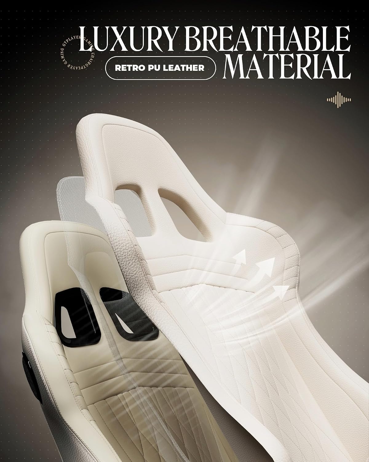 image:imageGTPLAYER Gaming Chair with Speakers Video Game Chairs with Footrest PC Gamer Chairs for Adults Padded High Back Ergonomic Reclining Silla Gamer Linkage Armrest Ace Pro Blue Velvet01 Ivory