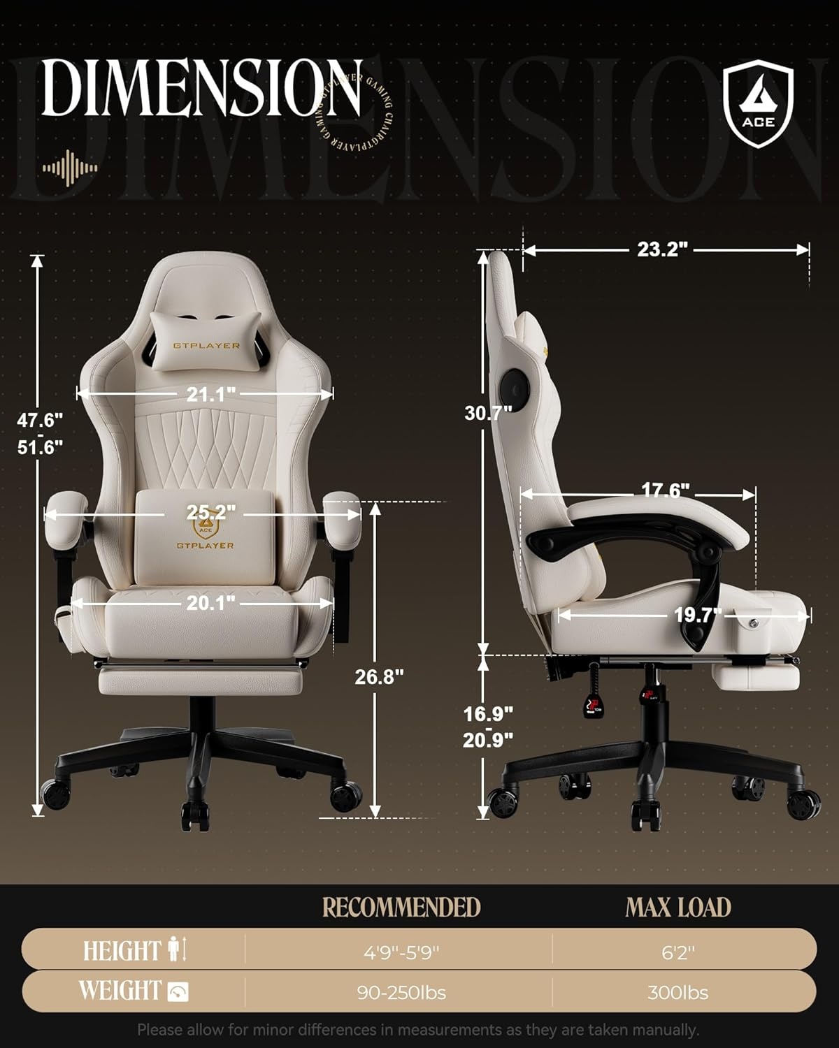image:imageGTPLAYER Gaming Chair with Speakers Video Game Chairs with Footrest PC Gamer Chairs for Adults Padded High Back Ergonomic Reclining Silla Gamer Linkage Armrest Ace Pro Blue Velvet01 Off White
