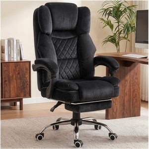 image:imageGTPLAYER Big and Tall Office Chair with Pocket Spring Cushion amp Ergonomic Lumbar Support for Lower Back Pain Relief High Back Computer Gaming Chair with Foot Rest Soft Velvet Fabric BlackBlack  Velvet