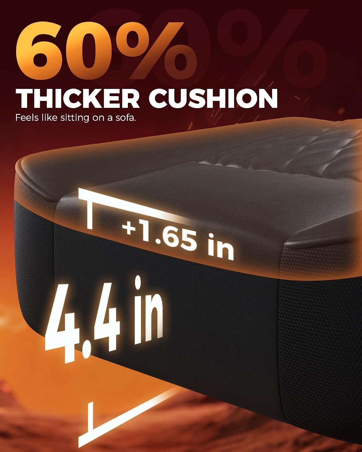 image:imageGTPLAYER Big and Tall Gaming Chair with Footrest Ergonomic Office Desk Chair with 44in Thick Cushion and Wide Wingless Seat Comfortable Leather Computer Chair Predator Series Rustic BrownMatte Black With Trim
