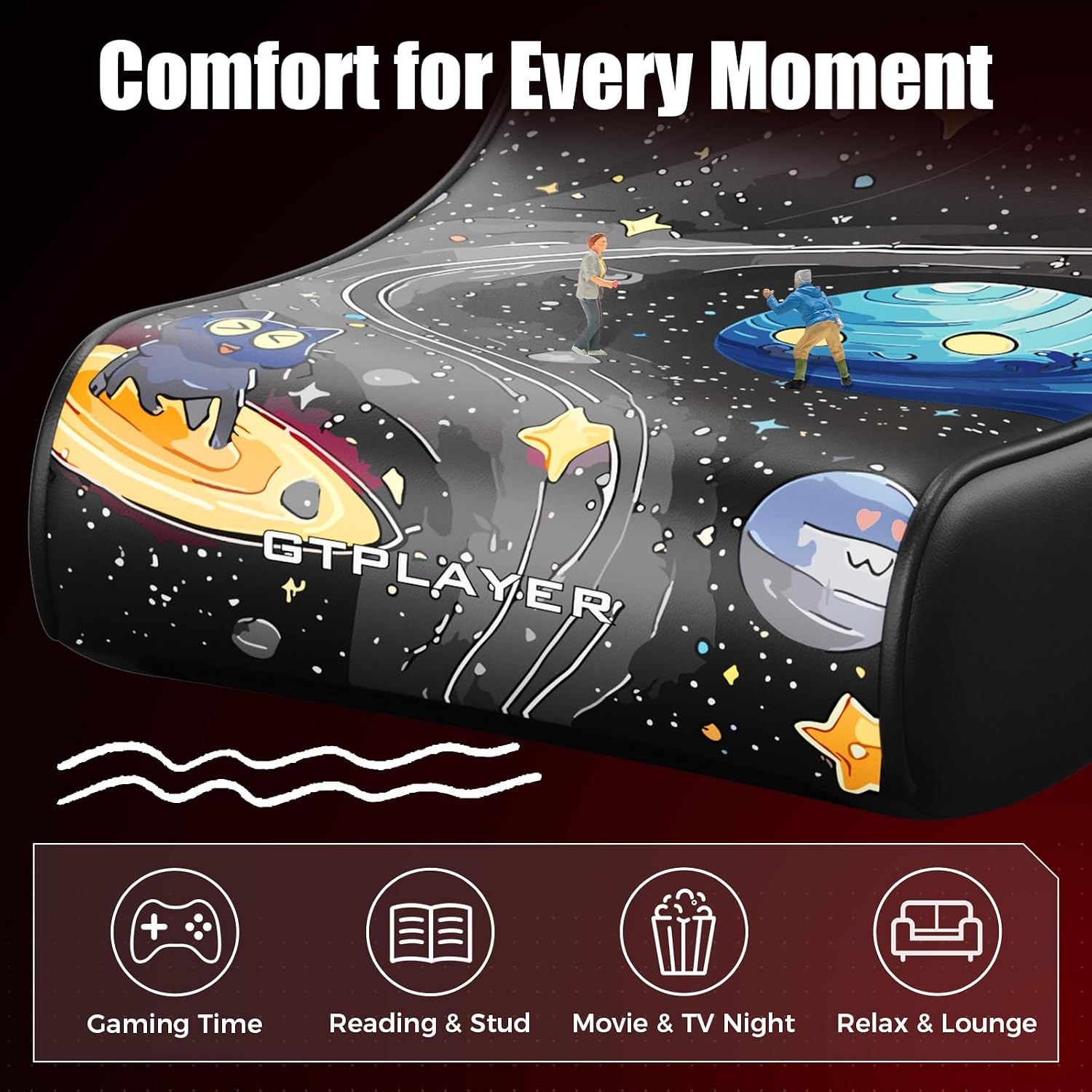 image:imageGTPLAYER Floor Rocking Gaming Chair Floor Rolling Game Chairs with Angle Limiter Gamer Rocker Floor Seat Compact amp Lightweight Black Galaxy Patterned02 Black Galaxy Patterned