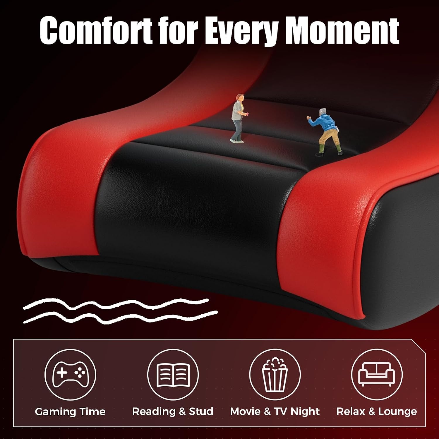 image:imageGTPLAYER Floor Rocking Gaming Chair Floor Rolling Game Chairs with Angle Limiter Gamer Rocker Floor Seat Compact amp Lightweight Black Galaxy Patterned01 Red