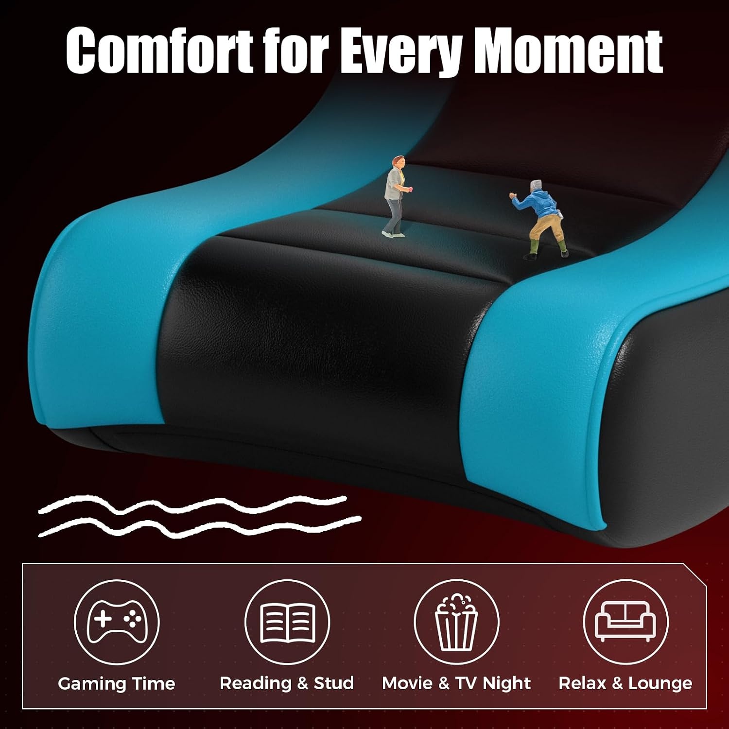 image:imageGTPLAYER Floor Rocking Gaming Chair Floor Rolling Game Chairs with Angle Limiter Gamer Rocker Floor Seat Compact amp Lightweight Black Galaxy Patterned01 Aqua