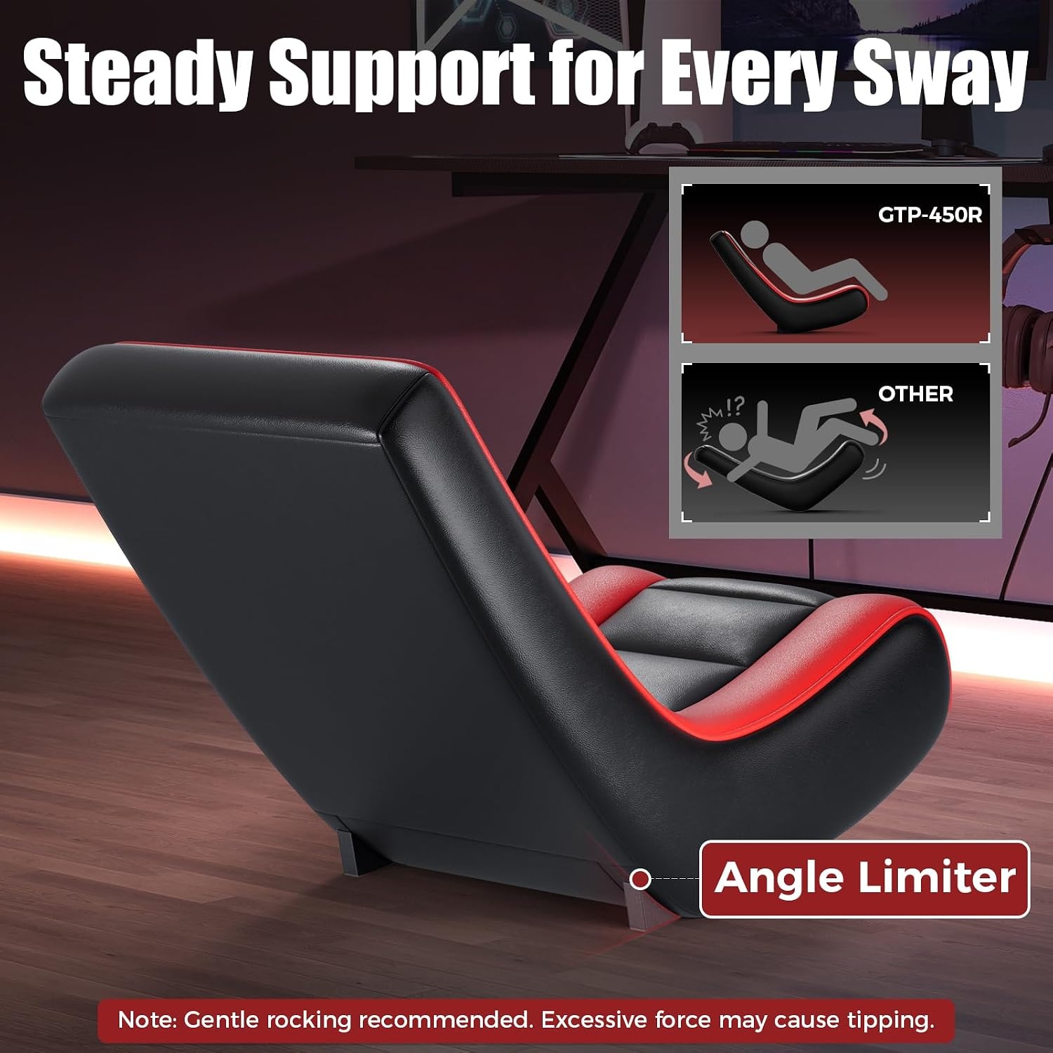 image:imageGTPLAYER Floor Rocking Gaming Chair Floor Rolling Game Chairs with Angle Limiter Gamer Rocker Floor Seat Compact amp Lightweight Black Galaxy Patterned01 Red