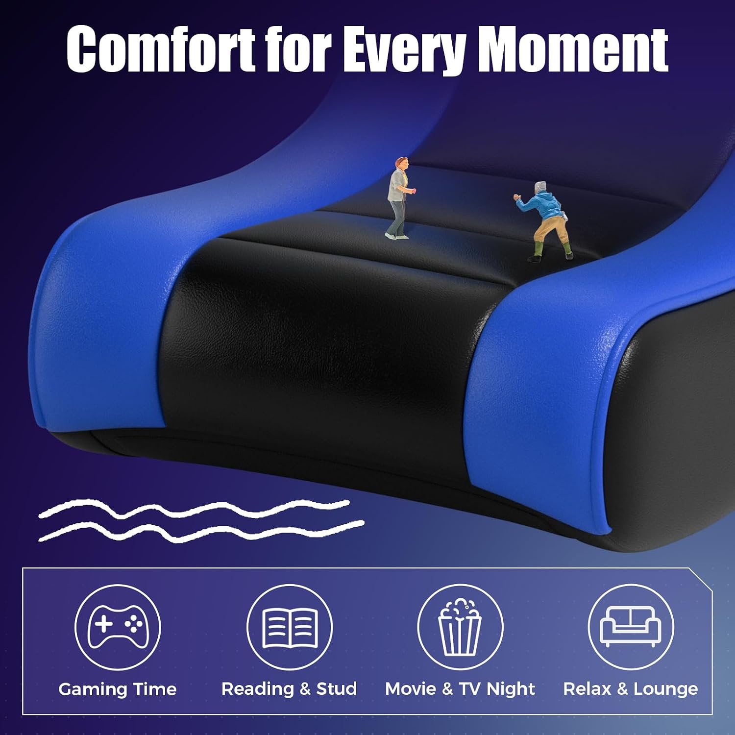 image:imageGTPLAYER Floor Rocking Gaming Chair Floor Rolling Game Chairs with Angle Limiter Gamer Rocker Floor Seat Compact amp Lightweight Black Galaxy Patterned01 Blue