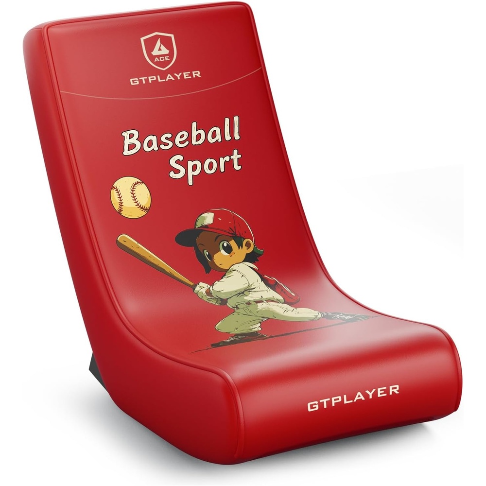 image:imageGTPLAYER Floor Rocking Gaming Chair Floor Rolling Game Chairs with Angle Limiter Gamer Rocker Floor Seat Compact amp Lightweight Black Galaxy Patterned02 Red Baseball Pattern