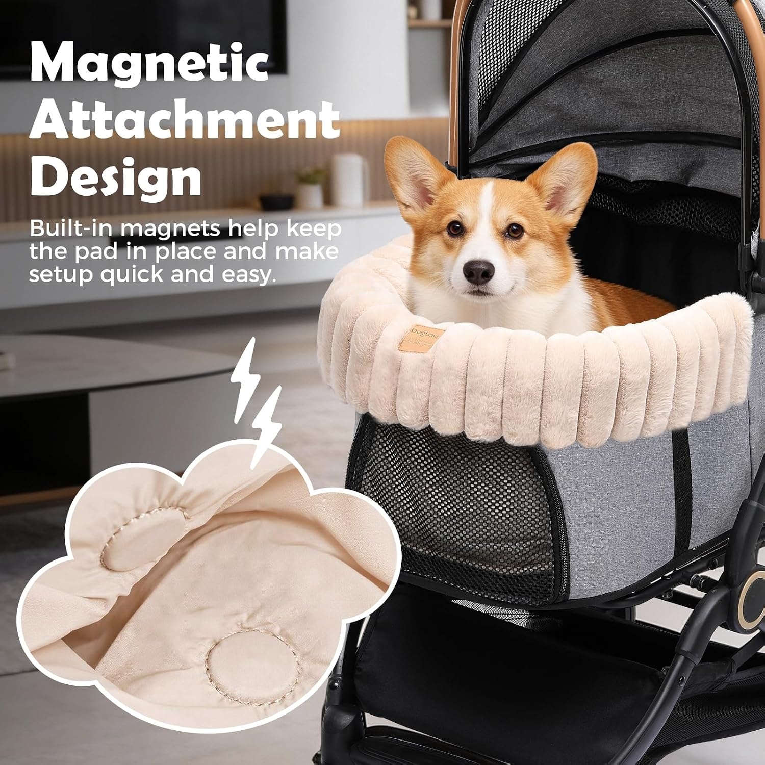 image:imageGTPLAYER Pet Stroller Mat Plush Quilted Dog amp Cat Stroller Liner Pad Soft Flat Pad for Comfort and Stroller Protection for Outdoor Walks and Travel Comfort BeigeBeige