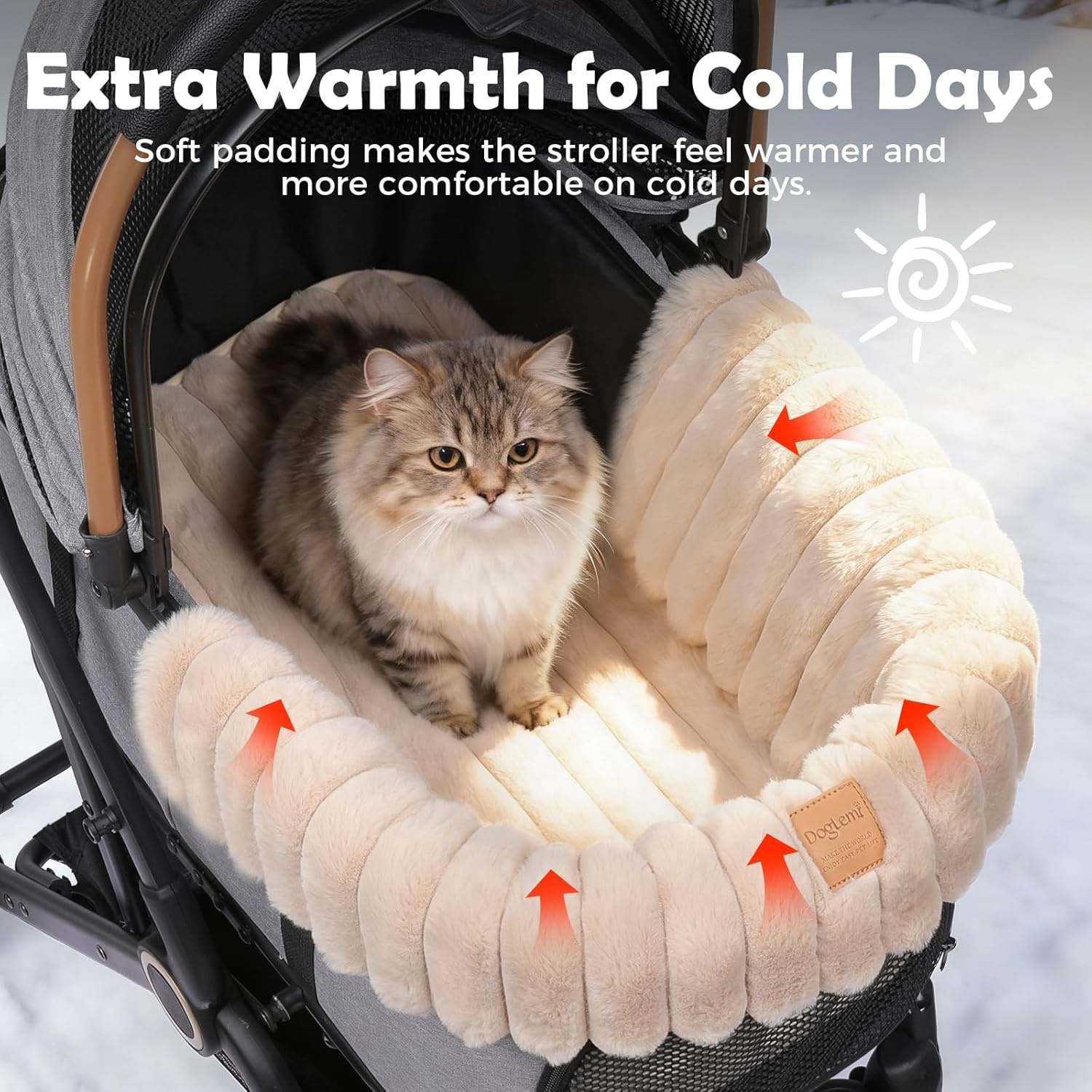 image:imageGTPLAYER Pet Stroller Mat Plush Quilted Dog amp Cat Stroller Liner Pad Soft Flat Pad for Comfort and Stroller Protection for Outdoor Walks and Travel Comfort BeigeBeige