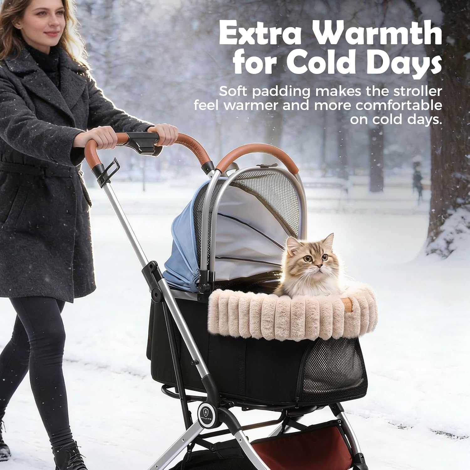 image:imageGTPLAYER Pet Stroller Mat Plush Quilted Dog amp Cat Stroller Liner Pad Soft Flat Pad for Comfort and Stroller Protection for Outdoor Walks and Travel Comfort BeigeBeige
