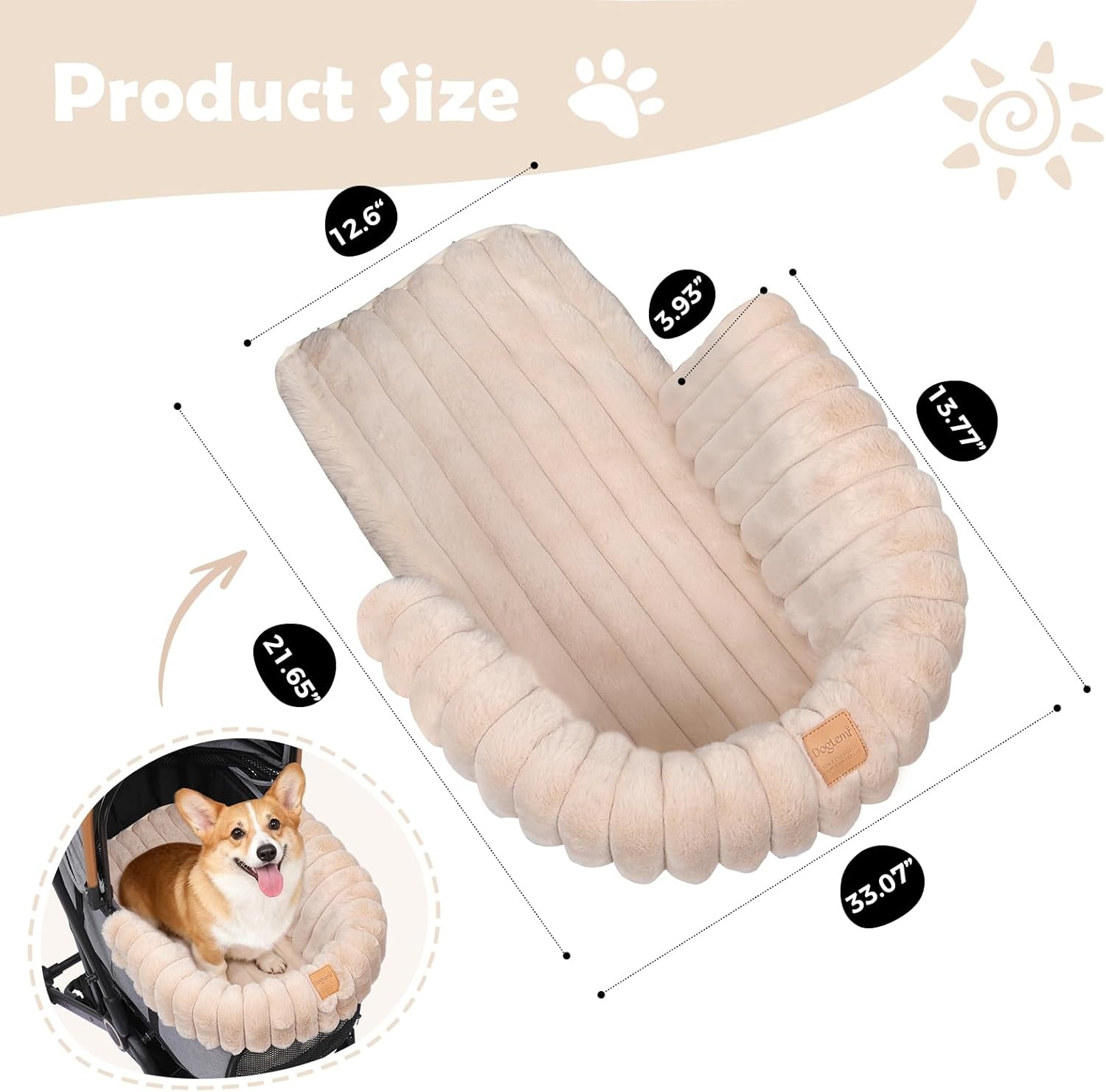 image:imageGTPLAYER Pet Stroller Mat Plush Quilted Dog amp Cat Stroller Liner Pad Soft Flat Pad for Comfort and Stroller Protection for Outdoor Walks and Travel Comfort BeigeBeige