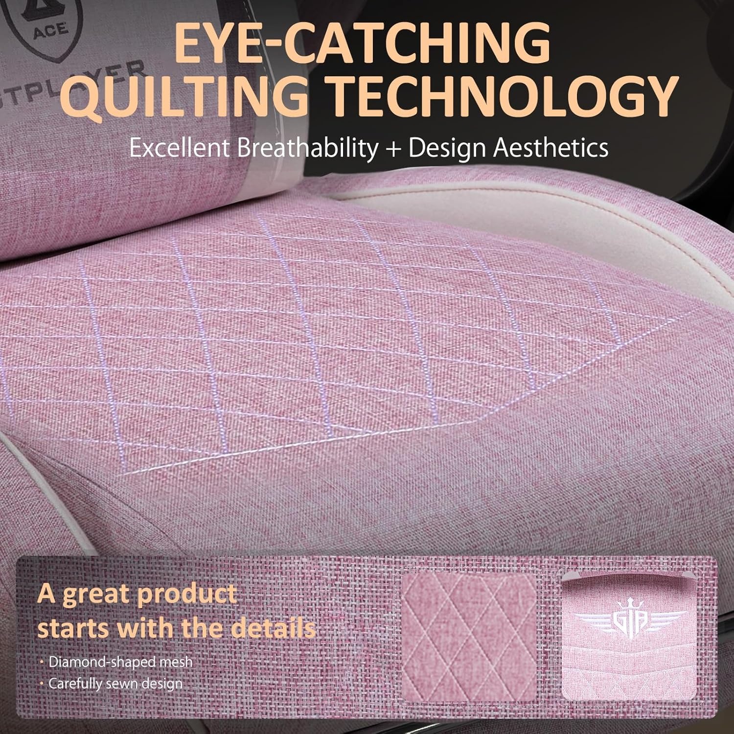 image:imageGTPLAYER Gaming Chair with Footrest Big and Tall Game Chair High Back Computer Office Chair with Lumbar Support for Adults Ergonomic Swivel Games Chair with Cushion Gaming Fabric PinkPink