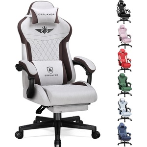 image:imageGTPLAYER Gaming Chair with Footrest Big and Tall Game Chair High Back Computer Office Chair with Lumbar Support for Adults Ergonomic Swivel Games Chair with Cushion Gaming Fabric PinkBrown