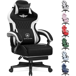 image:imageGTPLAYER Gaming Chair with Footrest Big and Tall Game Chair High Back Computer Office Chair with Lumbar Support for Adults Ergonomic Swivel Games Chair with Cushion Gaming Fabric PinkBlack
